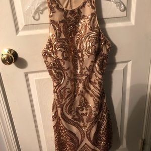 Nude/rose gold HOMECOMING DRESS